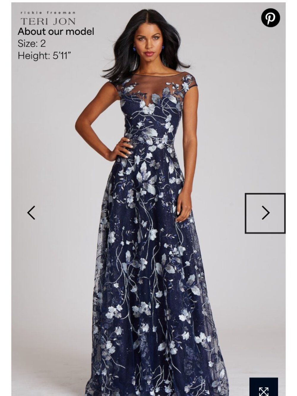 Ricki Freeman For Teri Jon Cap-Sleeve Embroidered Tulle A-Line Gown
